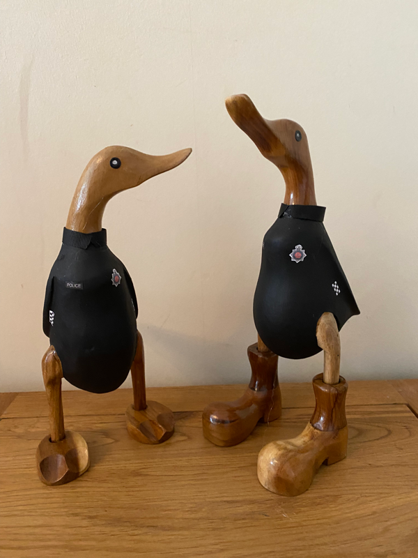 Wooden ducks with boots 2025